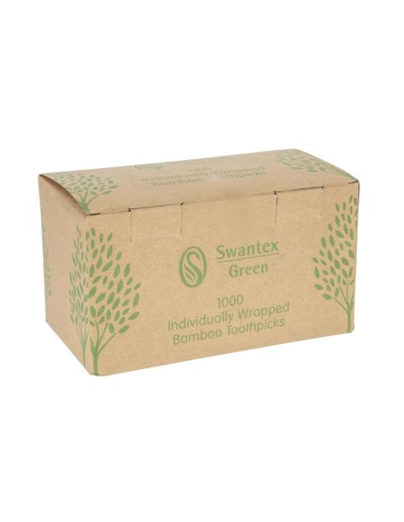 Cure-dents en bambou biodégradables Swantex - lot de 1000