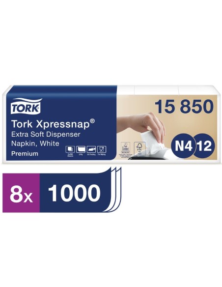 Serviettes blanches Tork Xpressnap Extra Soft - lot de 8000