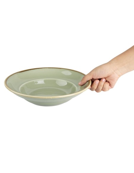 Assiettes à pâtes Olympia Kiln couleur Mousse 250mm - Lot de 4