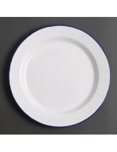 Assiettes plates en acier émaillé Olympia 300mm - lot de 6