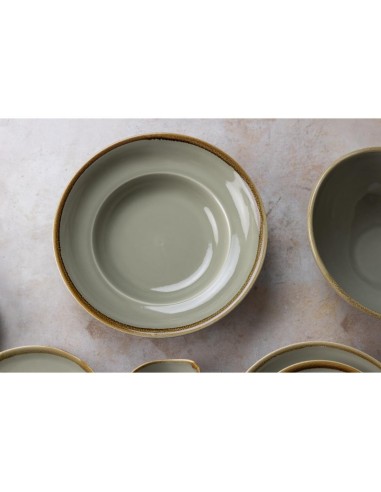 Assiettes à pâtes Olympia Kiln couleur Mousse 250mm - Lot de 4