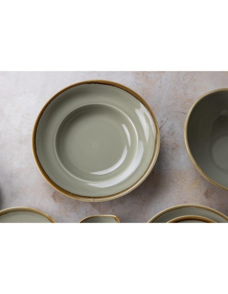 Assiettes à pâtes Olympia Kiln couleur Mousse 250mm - Lot de 4