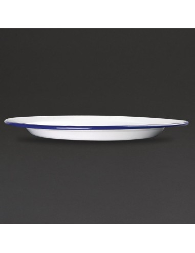 Assiettes plates en acier émaillé Olympia 300mm - lot de 6