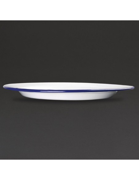 Assiettes plates en acier émaillé Olympia 300mm - lot de 6