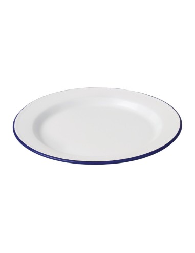 Assiettes plates en acier émaillé Olympia 300mm - lot de 6