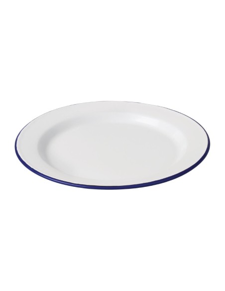 Assiettes plates en acier émaillé Olympia 300mm - lot de 6