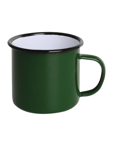 Mugs en acier émaillé vert et noir Olympia 350ml - lot de 6