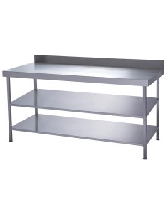 Table murale inox Parry 1800x600mm - 2 étagères