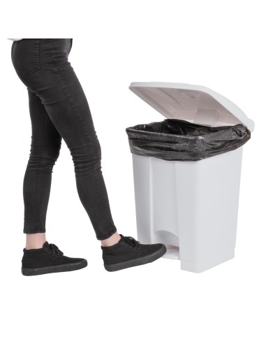 Poubelle à pédale Jantex blanche 45L - Sans contact