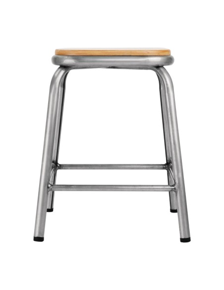 Tabouret bas Bolero Cantina - lot de 4, acier galvanisé