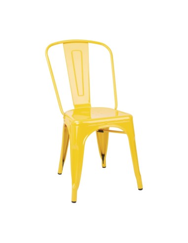 Chaises bistro en acier Bolero jaunes - lot de 4