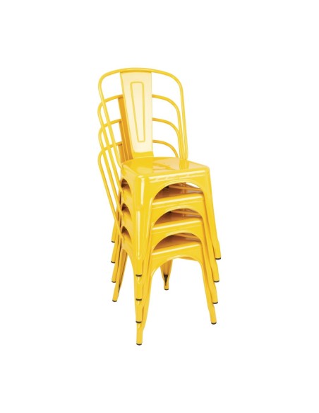 Chaises bistro en acier Bolero jaunes - lot de 4