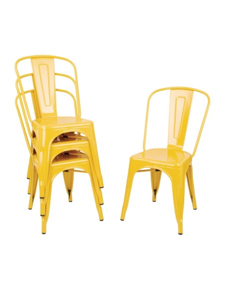 Chaises bistro en acier Bolero jaunes - lot de 4