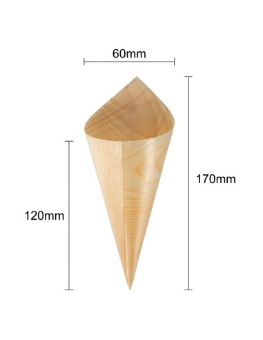 Cônes biodégradables en peuplier Fiesta 75x170 mm - Lot 100