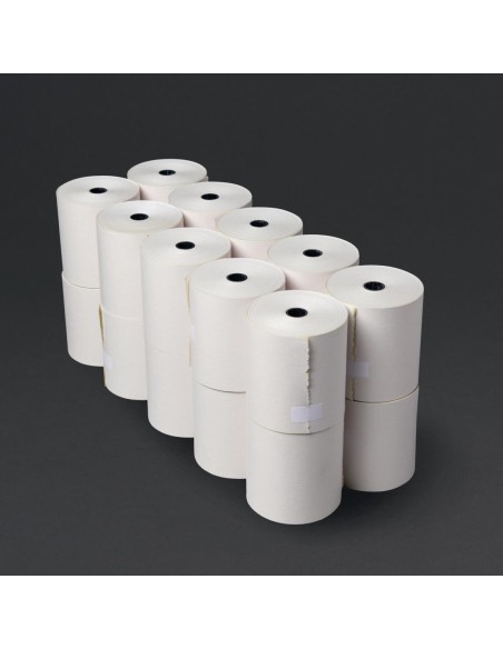 Rouleau caisse Olympia 2 plis blanc et jaune 76x70 mm - Lot de 20
