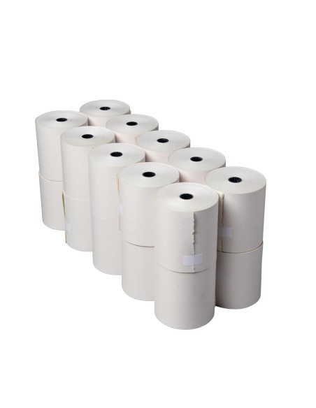 Rouleau caisse Olympia 2 plis blanc et jaune 76x70 mm - Lot de 20