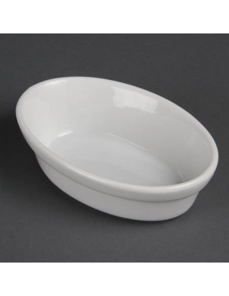 Plats à gratin ovales Olympia Whiteware 145x104 mm - Lot de 6