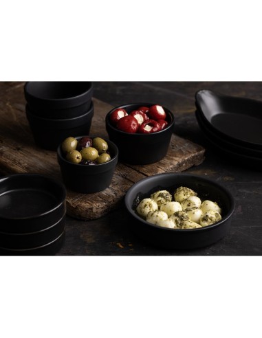 Plats empilables noirs Olympia Mediterranean 134mm - Lot de 6
