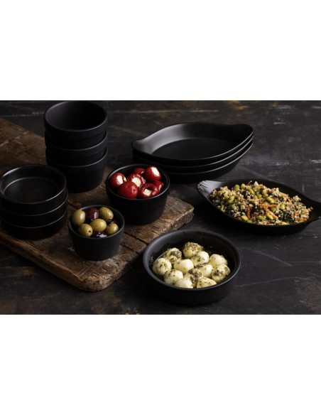 Plats empilables noirs Olympia Mediterranean 134mm - Lot de 6