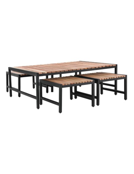 Table basse Bolero acier & acacia 1200x800 mm - Style industriel