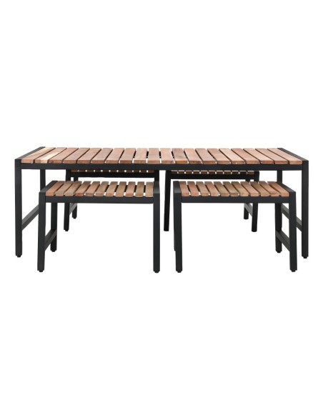 Table basse Bolero acier & acacia 1200x800 mm - Style industriel
