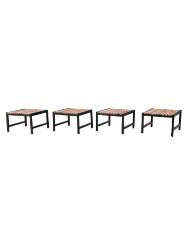Tabourets de bar bas Bolero en acacia et acier - lot de 4