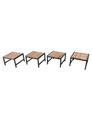 Tabourets de bar bas Bolero en acacia et acier - lot de 4