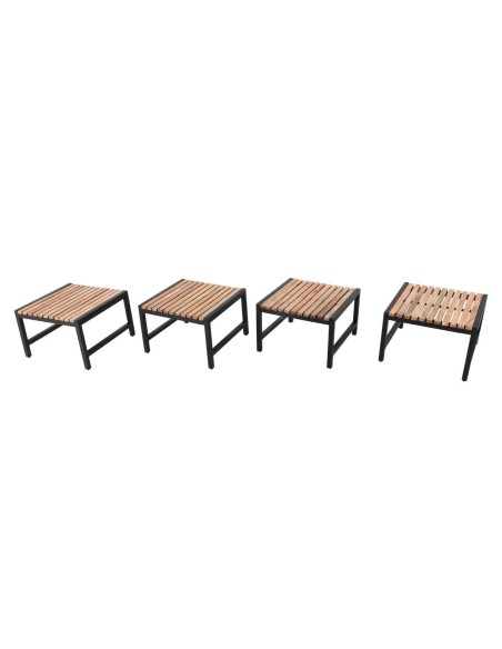 Tabourets de bar bas Bolero en acacia et acier - lot de 4
