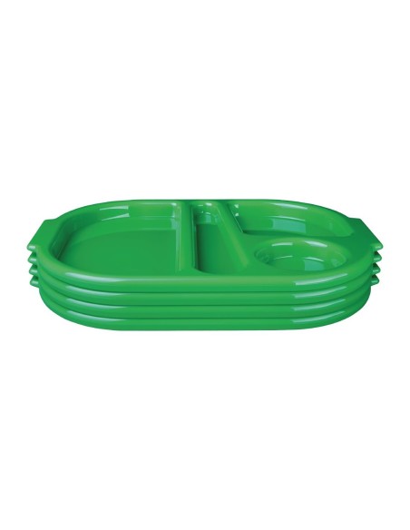 Plateaux repas compartimentés Olympia Kristallon verts 321mm - lot de 10