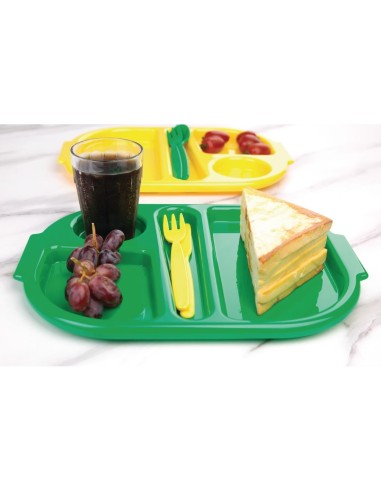 Plateaux repas compartimentés Olympia Kristallon verts 321mm - lot de 10