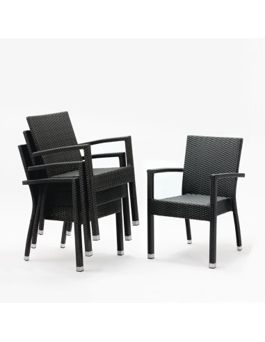 Fauteuils en rotin PE Bolero anthracite - lot de 4