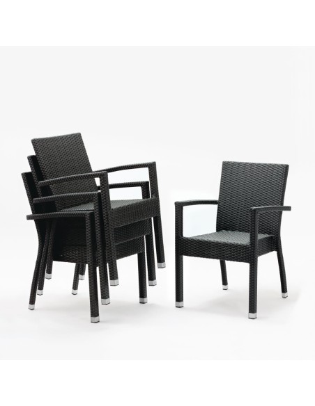 Fauteuils en rotin PE Bolero anthracite - lot de 4