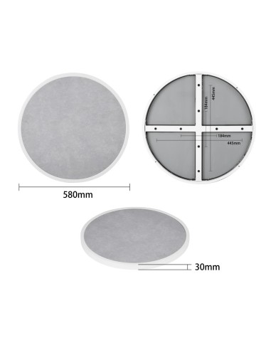 Plateau rond en verre trempé Bolero 580 mm - gris clair