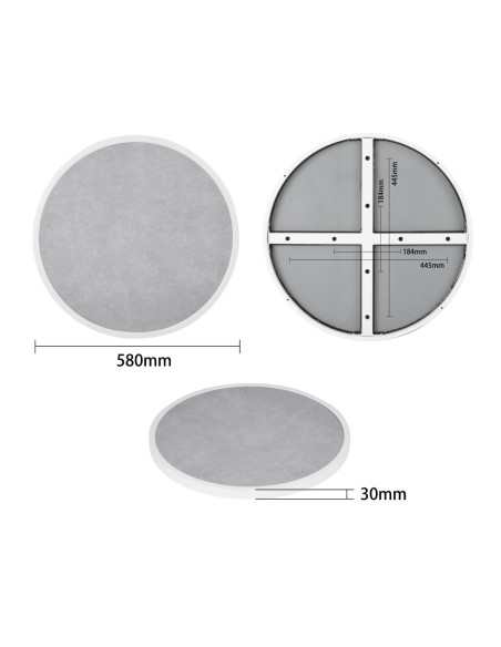 Plateau rond en verre trempé Bolero 580 mm - gris clair