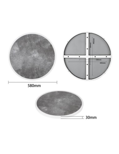 Plateau rond verre trempé Bolero 580mm - Pierre foncée