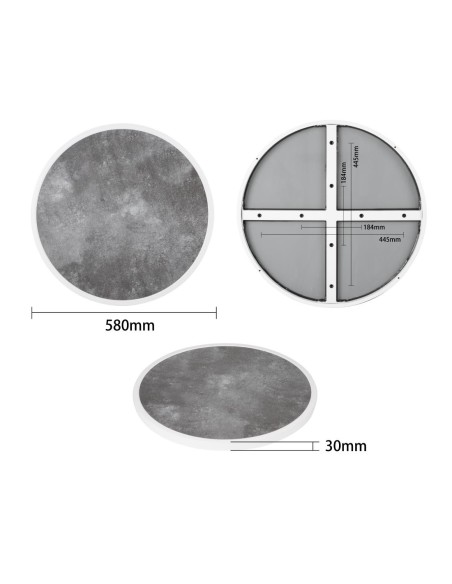 Plateau rond verre trempé Bolero 580mm - Pierre foncée