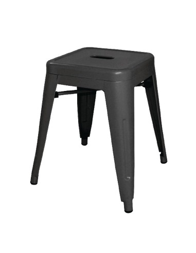 Tabourets bas en acier noirs Bolero Bistro - lot de 4