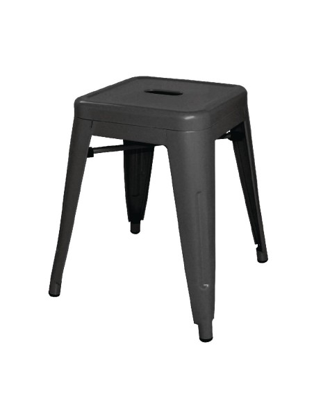 Tabourets bas en acier noirs Bolero Bistro - lot de 4