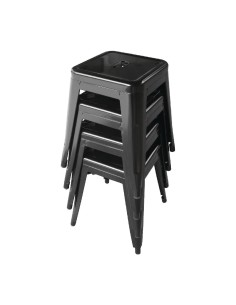 Tabourets bas en acier noirs Bolero Bistro - lot de 4 2