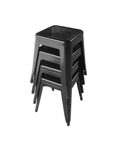Tabourets bas en acier noirs Bolero Bistro - lot de 4