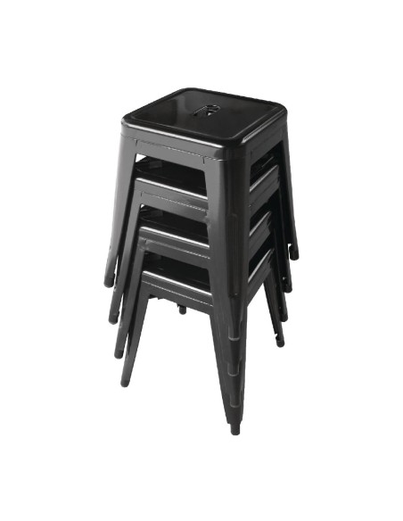 Tabourets bas en acier noirs Bolero Bistro - lot de 4