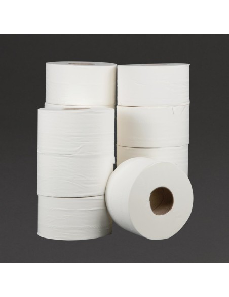 Rouleaux papier toilette 2 plis mini Jumbo Jantex 150m - lot de 12
