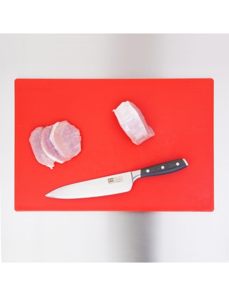 Planche à découper rouge Hygiplas 20 mm - Viande crue