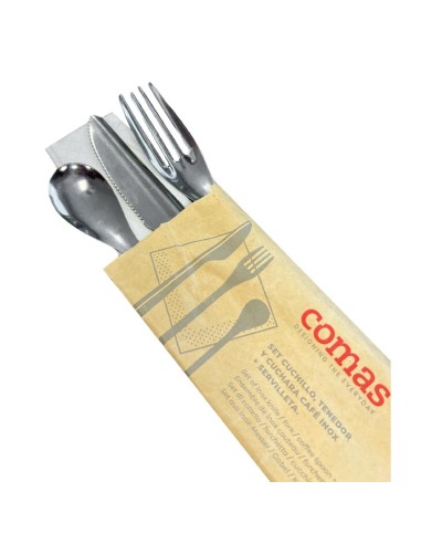 Sets de couverts jetables en inox Comas - lot de 50