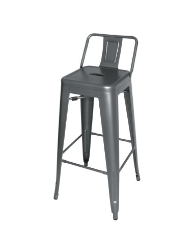 Tabourets hauts Bolero Bistro gris métal - lot de 4