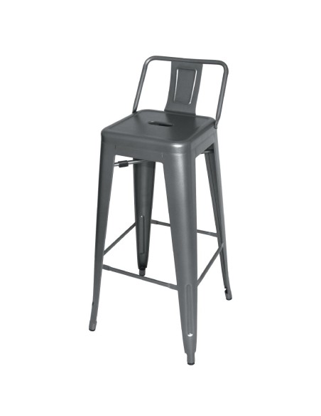 Tabourets hauts Bolero Bistro gris métal - lot de 4