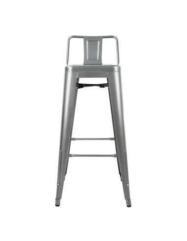 Tabourets hauts Bolero Bistro gris métal - lot de 4