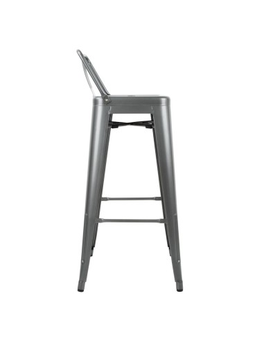 Tabourets hauts Bolero Bistro gris métal - lot de 4