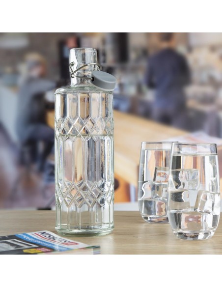 Bouteilles d'eau en verre Olympia Geo 1L - lot de 6