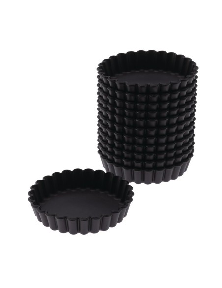 Moules à tartelette ronds cannelés Exoglass 100mm - Lot de 12